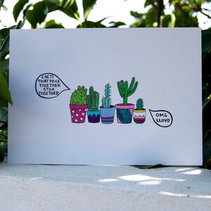 Lloyd y sus amigos (Parte II) - Lámina artística - Arte de cactus - Regalos de ilustración - Arte mural - Regalo para amantes de las plantas - Regalos de aniversario