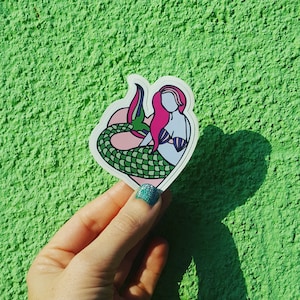 Mermaid Love II Sticker - Illustrated sticker - Mermaid lover - Stickers - Laptop sticker - Notebook sticker - Mermaid Stickers