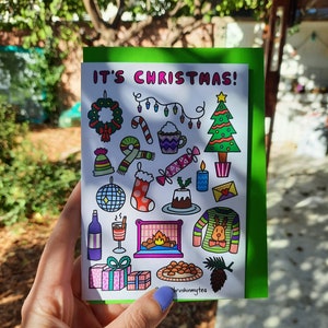 Het is Kerstmis - Wenskaarten - Illustratie - Stationaire Kaart - Kerstkaart