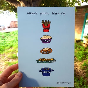 Jerarquía de patatas personalizada - Impresiones - Tarjetas de felicitación - Regalo personalizado - Regalo de cumpleaños - Regalos unisex - Regalos personalizados para mamá
