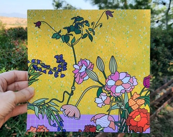 Flores del día - Lámina artística - Ilustración - Regalo ilustrativo - Decoración de pared - Lámina floral