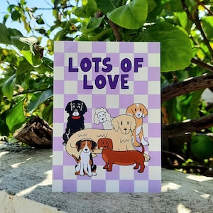 Lots Of Love - Postkarten - Illustration - Stationäre Karte - Geburtstagskarte - Take Care Karten - Hund Person - Liebe senden