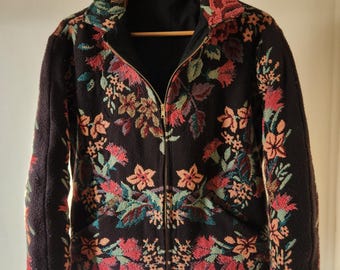 SCANDINAVIAN FLORALS - Work-Style Upcycled Blanket Tapestry Jacket