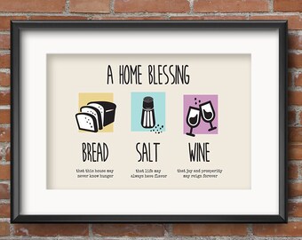 House Blessing, Iconic, Bread Salt Wine Quote, Housewarming Gift, Housewarming Gift Basket Print, New home printable, Its a Wonderful Life