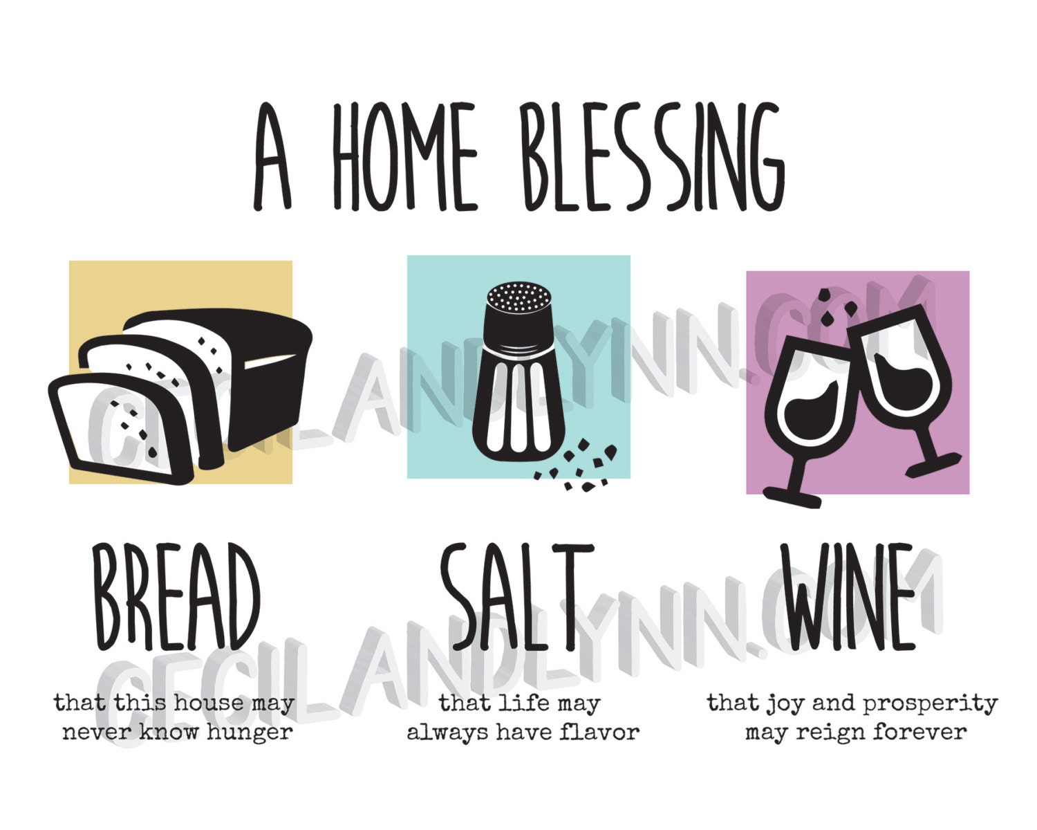 House Blessing Iconic Bread Salt Wine Quote Housewarming T