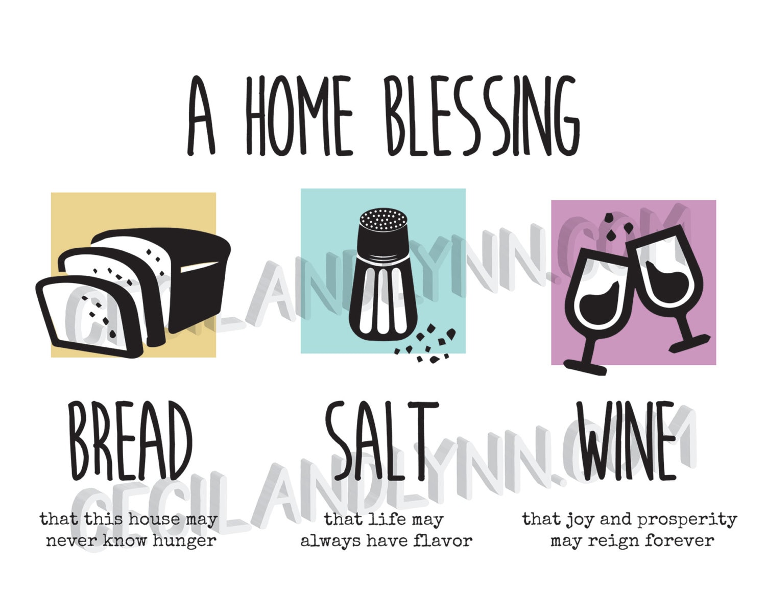 House Blessing, Iconic, Bread Salt Wine Quote, Housewarming Gift