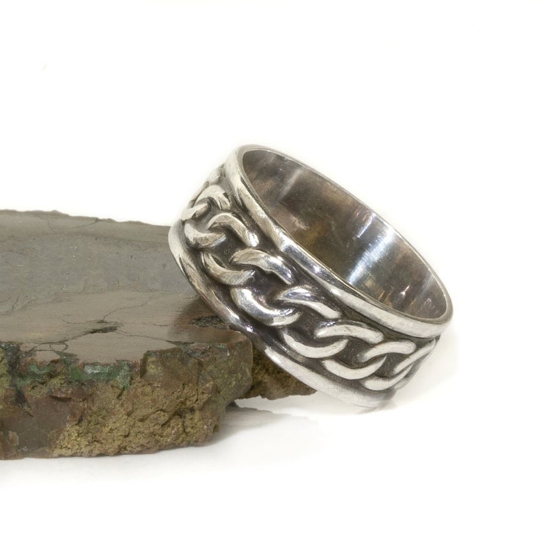 Chained Love ~ Sterling Silver Chain Ring, Oxidized Chain Ring ...