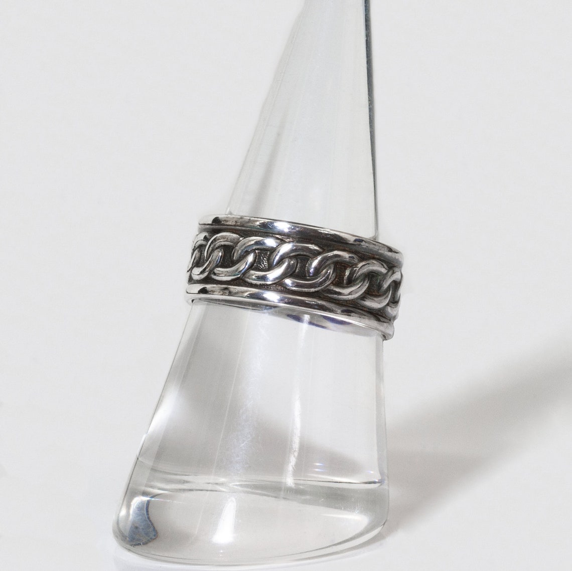 Chained Love Sterling Silver Chain Ring Oxidized Chain - Etsy