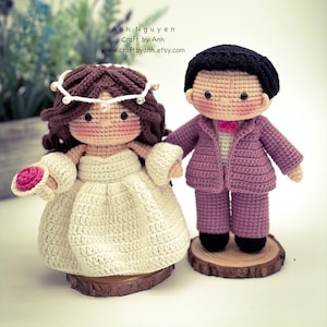 PDF FILES - Bride and Groom dolls crochet pattern, wedding doll crochet pattern