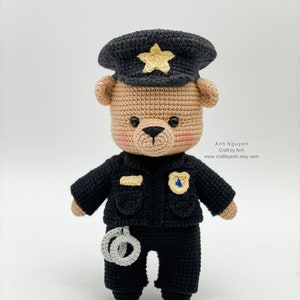 PDF FILE - Policeman teddy bear crochet pattern