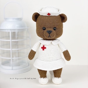 Crochet pattern - The nurse bear amigurumi pattern, bear crochet pattern, amigurumi pattern