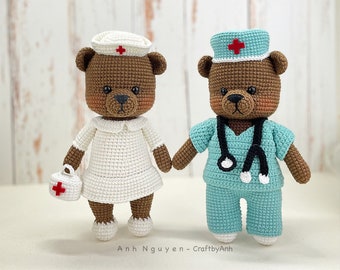 Crochet pattern bundle 2 in 1 - The nurse teddy bears amigurumi pattern - Amigurumi Pattern - Crochet pattern