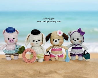 Crochet Animal Pattern Bundle: Beach Amigurumi (PDF Pattern)