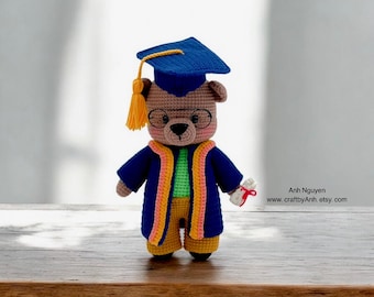 PATRON PDF - Modèle au crochet ours en peluche pour la remise des diplômes masculins
