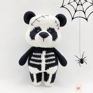 CROCHET PATTERN - Bailey the skeleton panda, Halloween Costume, crochet halloween decoration, crochet panda pattern, amigurumi panda