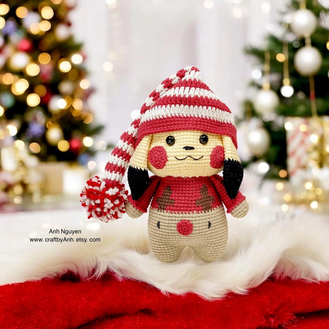 Crochet Pattern - Pikachu in Rudolph Pajamas, Animal Crochet Pattern ...