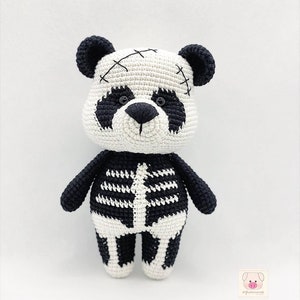 CROCHET PATTERN Bailey the skeleton panda, Halloween Costume, crochet halloween decoration, crochet panda pattern, amigurumi panda image 5