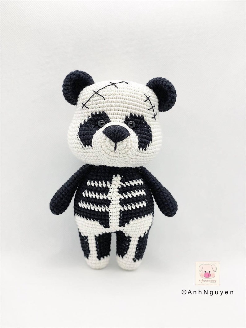 CROCHET PATTERN Bailey the skeleton panda, Halloween Costume, crochet halloween decoration, crochet panda pattern, amigurumi panda image 5