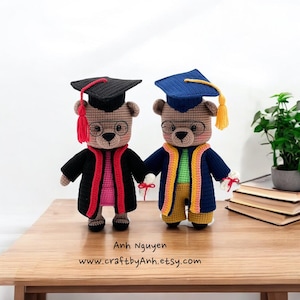 PDF PATTERN Bundle 2 in 1: Graduation Teddy Bears crochet pattern