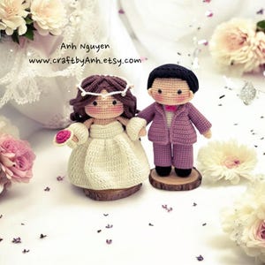 PDF FILES - Bride and Groom dolls crochet pattern, wedding doll crochet pattern