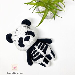 CROCHET PATTERN Bailey the skeleton panda, Halloween Costume, crochet halloween decoration, crochet panda pattern, amigurumi panda image 4