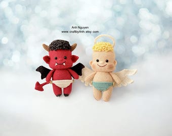 Patrón de crochet de ángel y diablo amigurumi (PDF)