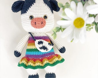 Crochet pattern - Polly the cow, amigurumi pattern, animal crochet pattern