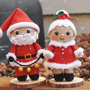 CROCHET PATTERN - Mr and Mrs Santa Claus crochet pattern, Santa couple crochet pattern, amigurumi doll crochet pattern