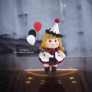 Aria the Clown Crochet Pattern: Amigurumi Halloween Doll (PDF Pattern)