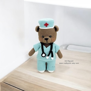 Crochet pattern - The male nurse bear amigurumi pattern, bear crochet pattern, amigurumi pattern