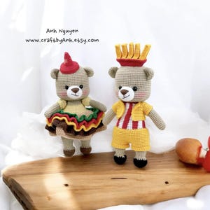 Bären-Häkelanleitung: Hamburger und Pommes Pärchen (PDF-Häkelanleitung)