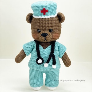 Crochet pattern - The male nurse bear amigurumi pattern, bear crochet pattern, amigurumi pattern