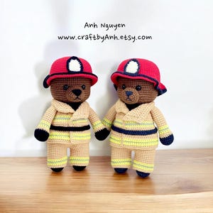 Wzór szydełkowy - Wzór amigurumi na niedźwiedzia strażaka, wzór szydełkowy na niedźwiedzia, wzór amigurumi