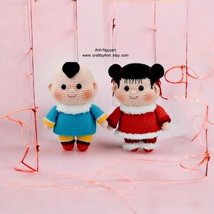 Virkmönster för amigurumi-dockor: Tí och Bé asiatiska dockor (PDF-mönster)