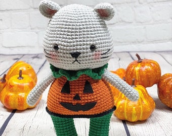 CROCHET PATTERN - TIRO the little rat in pumpkin halloween costume, halloween costume, crochet halloween costume, mouse