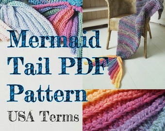 Crochet Mermaid Tail Blanket Pattern ADULT SIZE USA Terms with permission to sell finished items