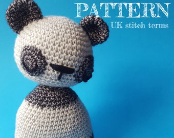 Amigurumi Crochet Wobbly Head Panda Teddy Pattern UK stitch terms - with permission to sell finished items