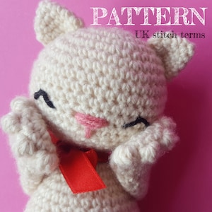 Amigurumi Crochet Chubby Kitten Cat Pattern UK stitch terms - with permission to sell finished items