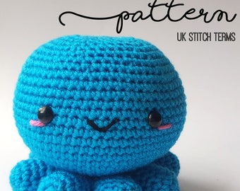 Amigurumi Crochet Kawaii Octopus PDF Pattern UK Stitch Terms - con permiso para vender artículos terminados