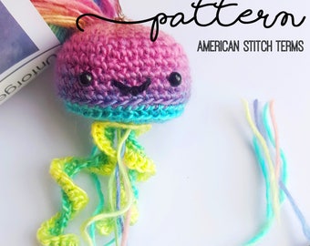 Happy Jellyfish Keyring Crochet Amigurumi Pattern with permission to sell finished items