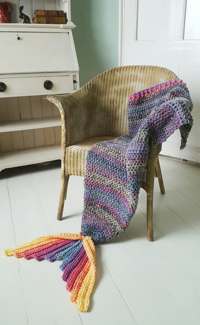 Crochet Mermaid Tail Blanket Pattern ADULT SIZE USA Terms with permission to sell finished items image 2