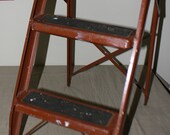 Vintage Red Metal quot Step Ladder quot Stepladder quot Cottage Chic Storage quot quot Plant Stand quot quot Display Shelf quot Outdoor Indoor Garden Industrial Chic Ladder