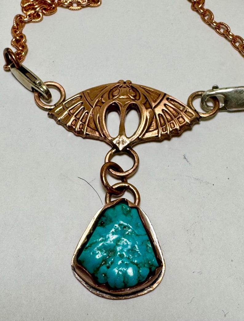 Egyptian-style Solid Moth Insect With a Dangle Natural AZ Turquoise ...