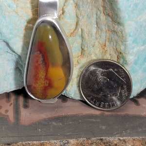 Kentucky Red Agate sterling silver pendant, Rare KY agate, Heavy silver Pendant