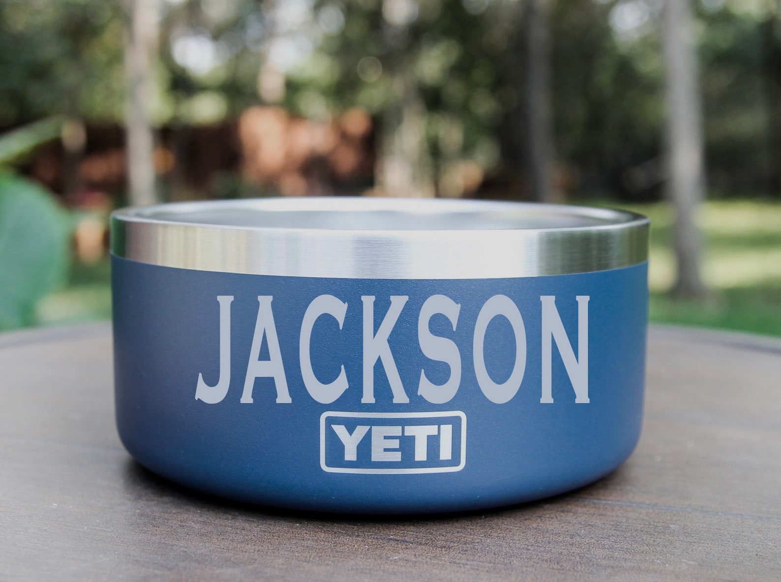 Personalized Dog Bowl Yeti Dog Bowl Engraved Navy Blue Dog Etsy