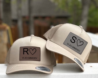Custom Roman Numeral Hat | Roman Numeral Date & Initial | Trucker Hat for Couples | Couple Gifts | Newlywed Gift | Anniversary | Engagement