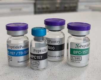 VIAL Labels for Peptides | 10 Pack Holographic Waterproof & Oil-Proof Stickers for Vials | Tirzepatide Label, GLP1 Stickers, Amino label