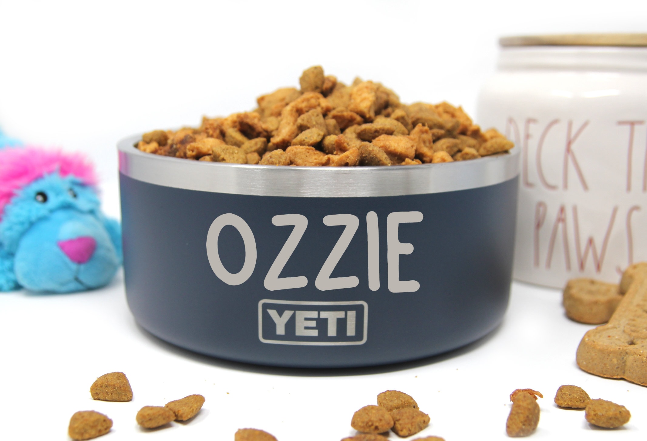 Personalized Dog Bowl Yeti Engraved - Navy Blue Bowl-Two Sizes