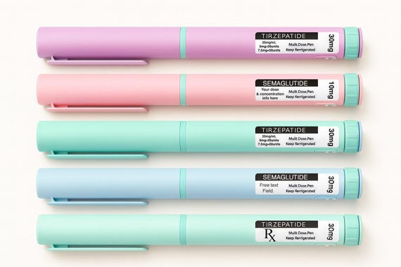 Peptide Pen Labels | White Waterproof & Oil-proof Stickers for Injection  Pens - 4 Pack | Tirzepatide Label, GLP1 Stickers, Amino Label - Etsy