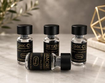 Black and Gold Vial Labels | 3ml Peptide Vial Labels | Pack of 10 Waterproof & Oil-Proof Stickers for Vials | Matte Black Gold Peptide Label